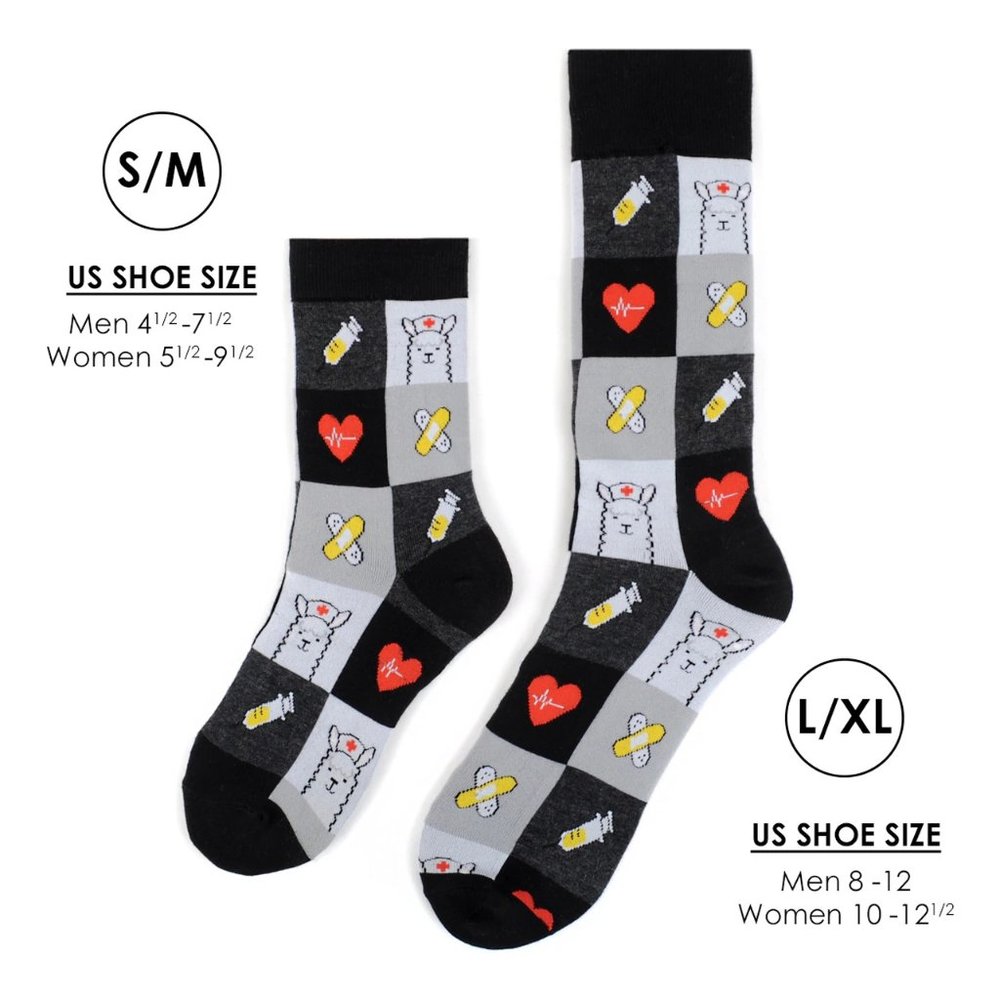 Health Care Heroes Nurse Llama Novelty Socks L/XL - Picture 10 of 10